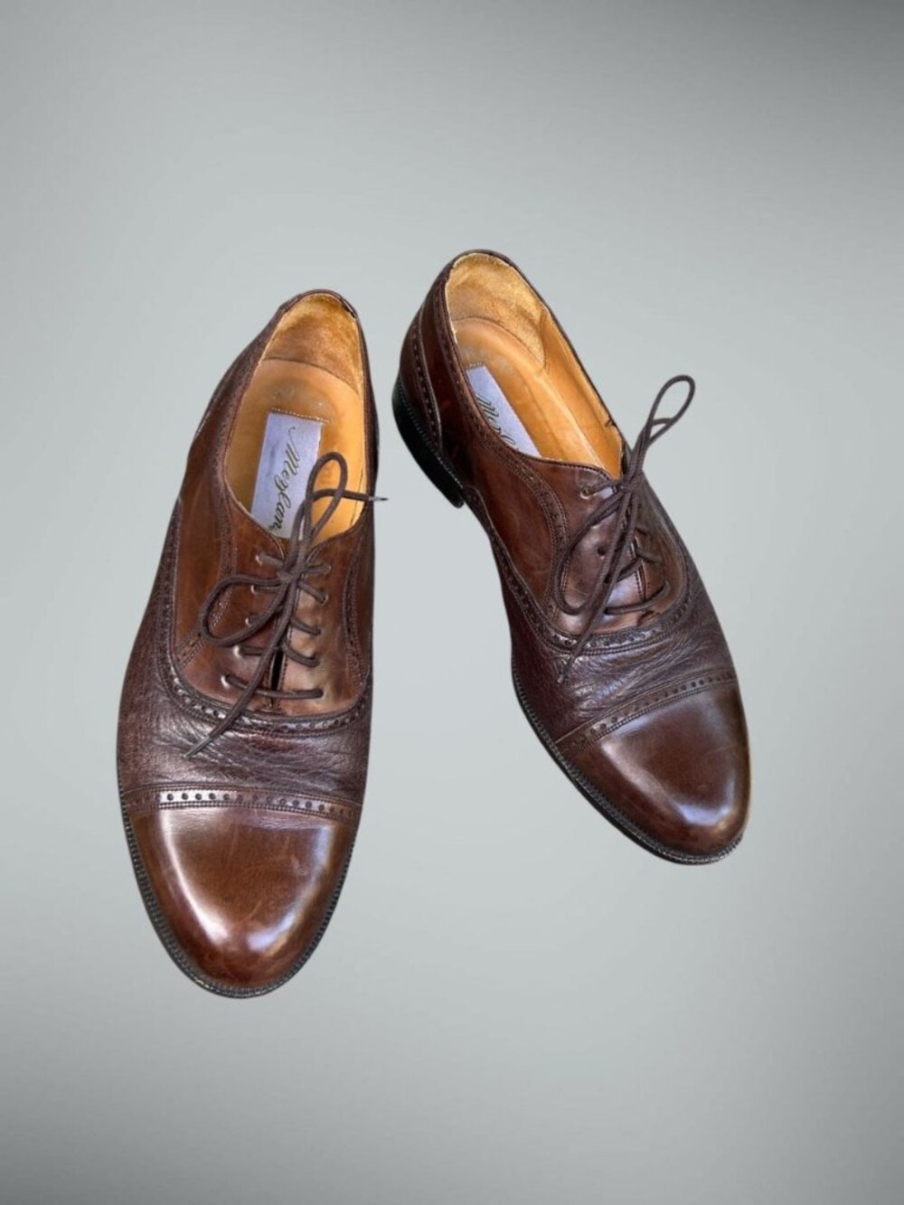 Mezlan Men's Florence Brown Leather Cap  Toe Dress Shoes Size 8 W